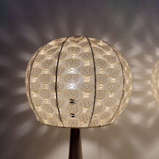 Image 1 of Set of 2 Aro leuchte table lamps with fabric shade , 1970s