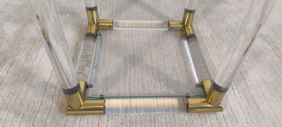 Image 1 of 😍✨ Excepcional soporte de columna de Charles Hollis Jones en Lucite y latón, década de 1970 ✨😍