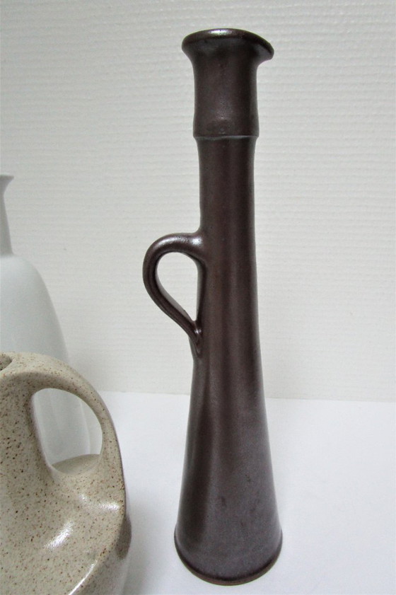Image 1 of three soliflore vases stoneware ceramic vintage porcelain