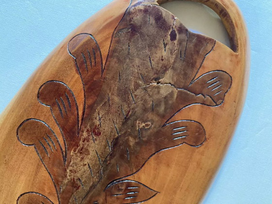 Image 1 of Vassoio da portata in legno di acacia, Guadalupa, anni '80