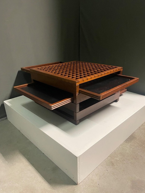 TAVOLINO VINTAGE 'TETRA' DI BERNARD VUARNESSON PER BELLATO, ANNI '70, Armadi contenitori, Legno, Marrone (foto 8 di 8)