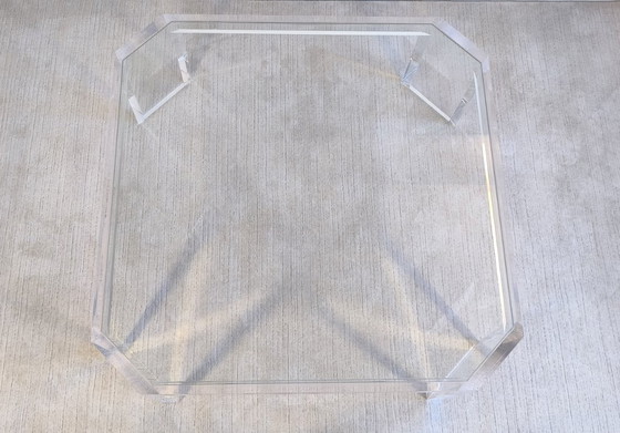 Image 1 of Wunderschöner großer quadratischer ATHENA-Couchtisch aus Acrylglas und Glas, entworfen von David Lange