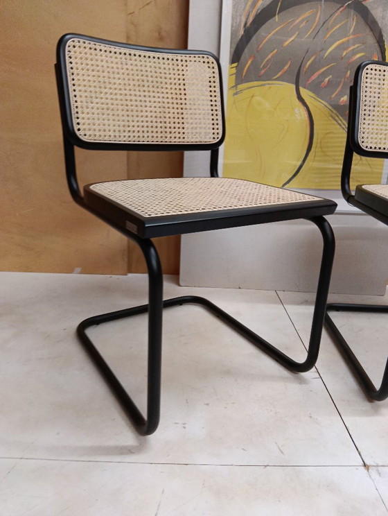 Image 1 of ALIVARMVSEVM 104. SET of 2 CESCA B32 Chairs (NEW) in Black Frame Limited Edition 