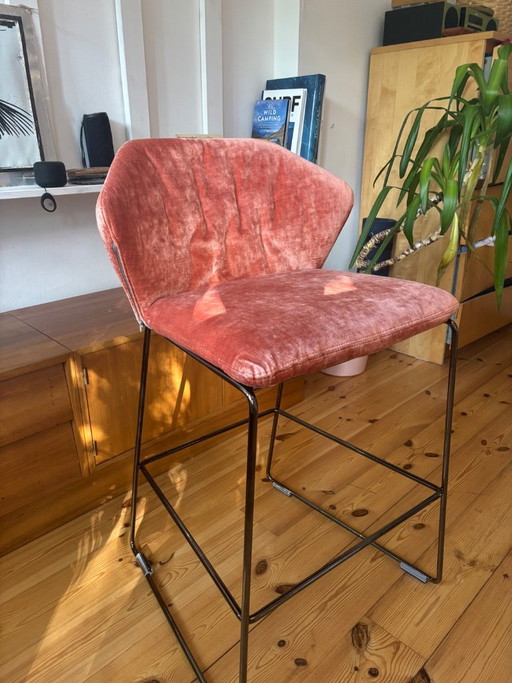 Taburete de bar Saba Italia New York – Sergio Bicego – Terciopelo Rosa