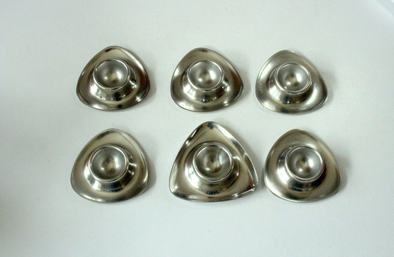 Image 1 of Portauovo di metà secolo in acciaio inox 6 pezzi triangolari vintage