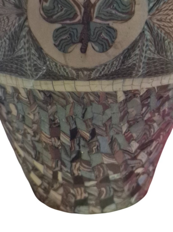 Multicolor vase with butterfly motif, jean germino vallauris, Other, Multi Color, Modern (photo 12 of 15)