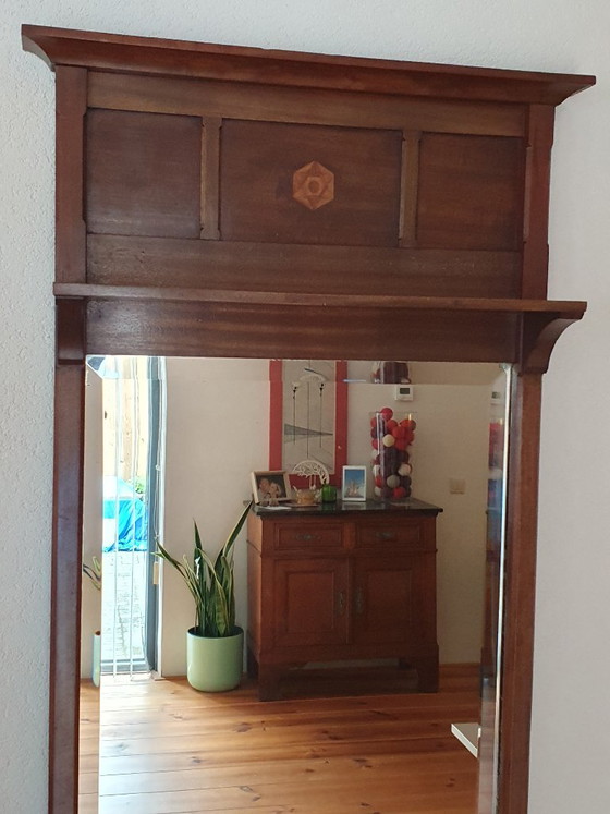 Antique solid wood Mirror with bevelled glass, Brown (photo 2 of 6)