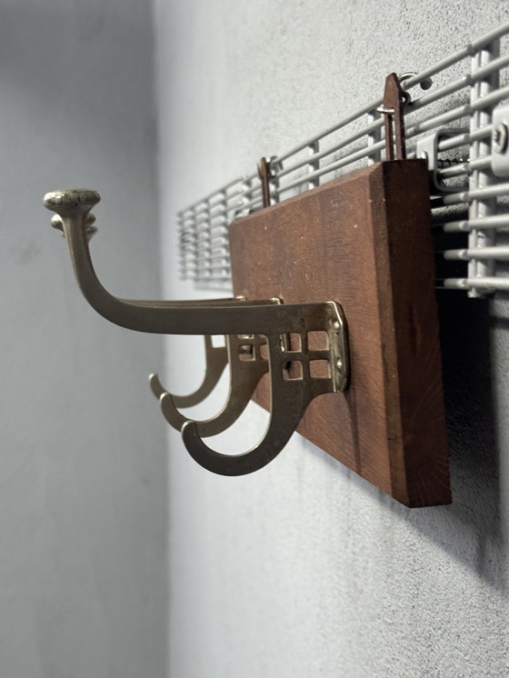 Image 1 of Authentic 1930s coat rack - wood with metal hooks