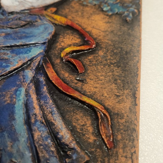 Image 1 of Large Majolika glazed ceramic frame from Karlsruhe, the Bohemian