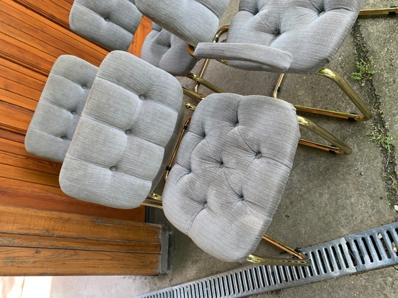 Vintage Italian Dining Chairs in Brass, 1970s, Set of 4, Dining set, Mid Century Modern (photo 12 of 14)