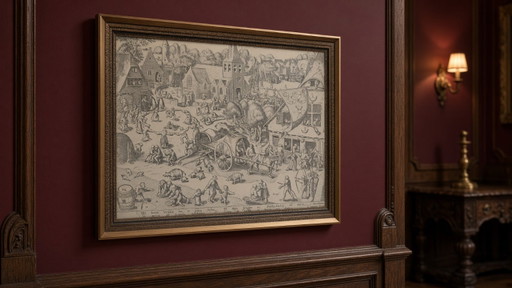 Antique Copper Engraving After Pieter Bruegel The Elder - "The Kermesse of Hoboken" (Ca. 17th-18th Century) – In Fine Frame