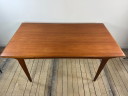 Table à manger scandinave vintage en teck 1970'S – 2 allonges intégrées