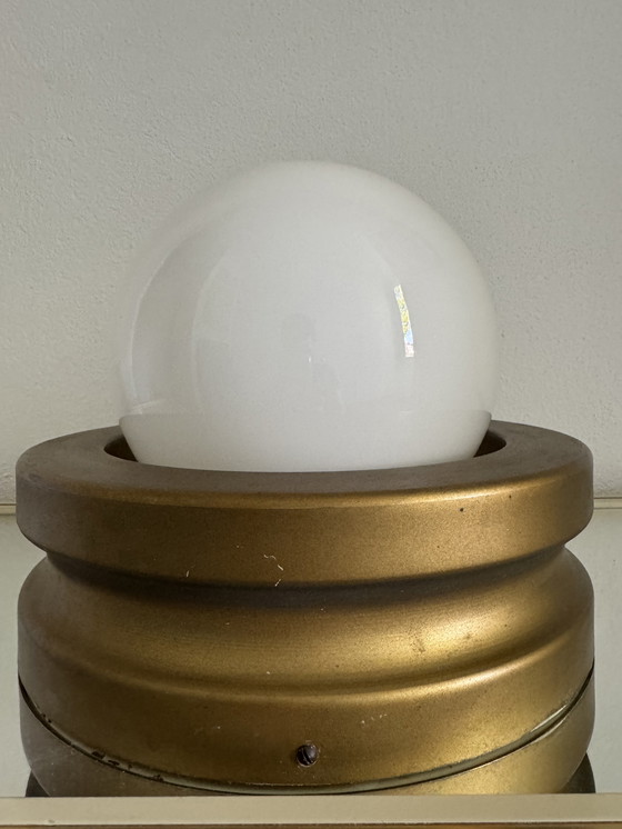 Image 1 of Kugellampe Opalinbasis vergoldet 70er Jahre