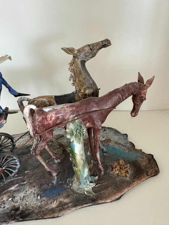 T. Morello "La Dama e il Cocchiere" (Die Dame und der Kutscher), Bildhauerei, Keramik, Andere, Braun (Foto 13 von 15)