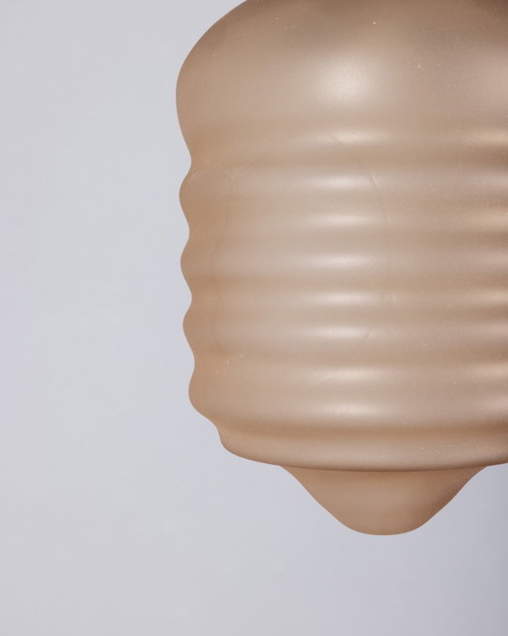 Image 1 of Lampada a sospensione vintage anni 50 in vetro rosa design Italiano