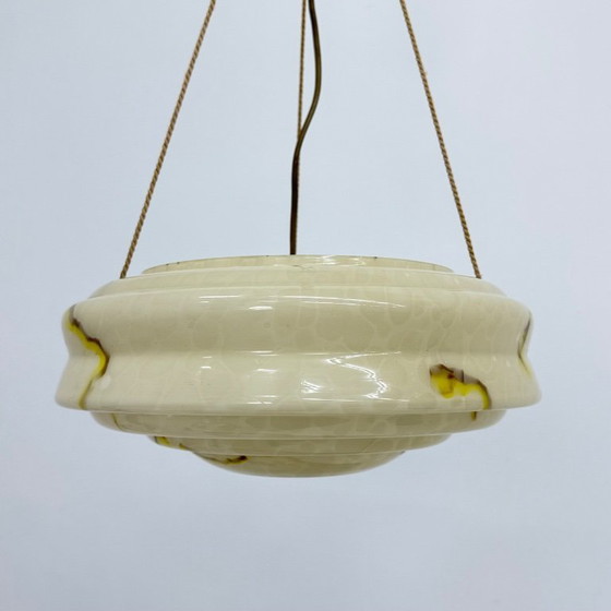 Image 1 of art deco hanglamp marmer glas , 1950s