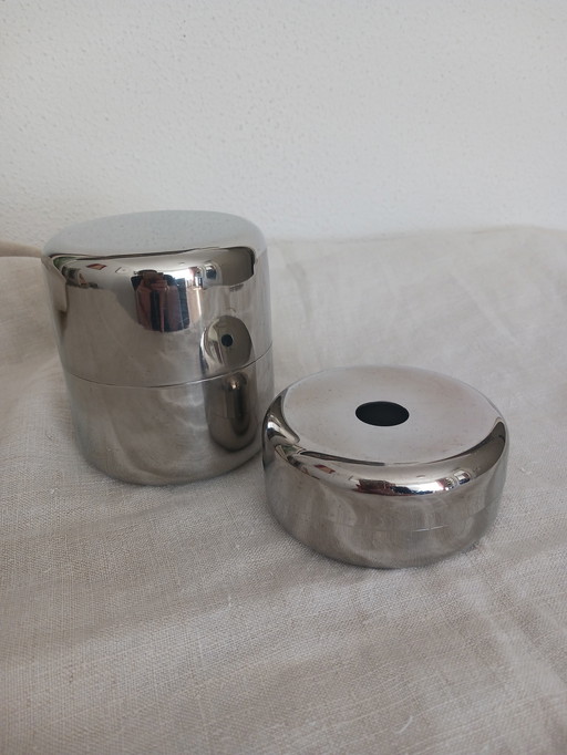 Coffret fumeur Valenti en acier inoxydable années 70