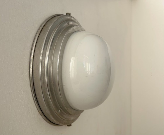 Image 1 of Lampada da parete vintage art déco, cromo e opalina, Francia 1930