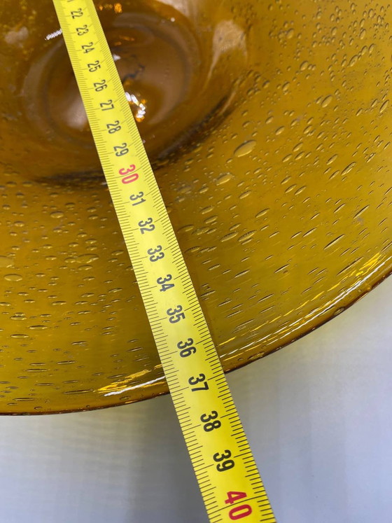 Large Amber Bubbled Glass Bowl – 1960s-1970s – Glass & Decanter (photo 4 of 4)