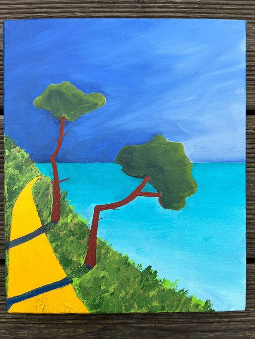 Öl und Acryl auf Keilrahmen. Größe 3F 27x22cm.