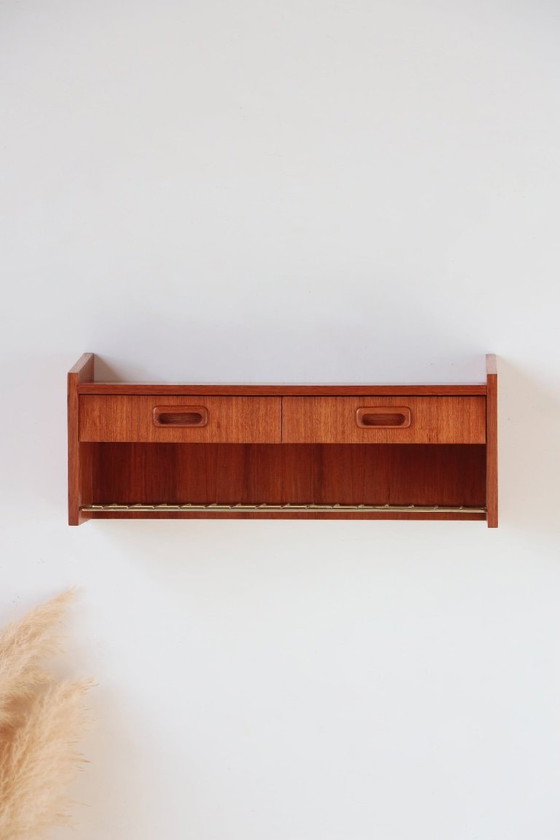 Image 1 of Vintage Swedish teak wall console – 1950s design
