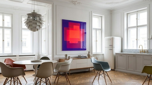 Tentoonstellingsstuk – Conceptuele kunst Abstracte magenta kleuren | 95 × 95 cm | 5 mm acrylglas | (photo 2 of 6)