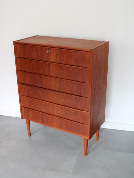Cassettiera vintage danese in teak, alta! – Cassettiere, Wood (photo 6 of 10)