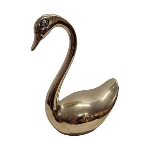 Hollywood Regency brass swan