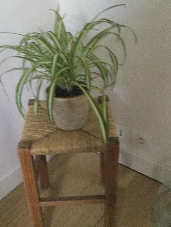 Image 1 of Brutalist stool with a woven seat