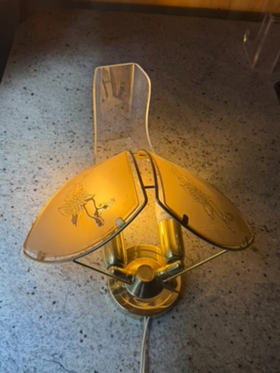 Wall Sconce, Art Deco Etched Panel Design, Brass Mount – Wall lights, Glass (photo 13 of 15)