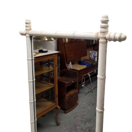 Image 1 of Specchio vintage bianco effetto bambù