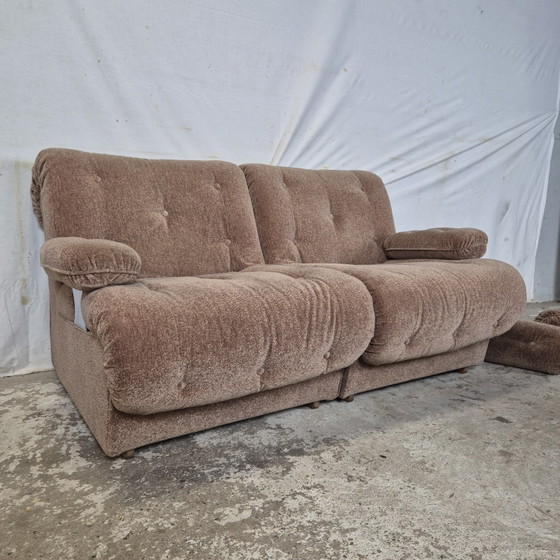 Prezzo del set! Vintage 2x Poltrona 1 Ottomana Divano Modulare 2 Posti – Poltrone, Velvet (photo 9 of 15)