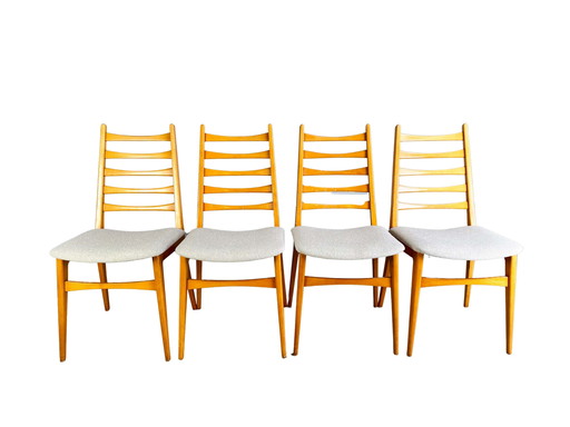 Set di 4 sedie Mid-Century, sedia vintage in legno Bouclé del 1960