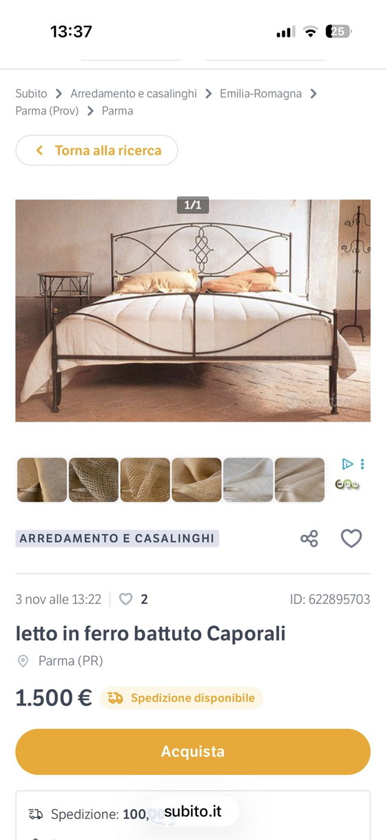 Letto matrimoniale Caporali Arco, Ferro Soffiato, con rete a doghe, Letti matrimoniali, Grigio (foto 3 di 15)