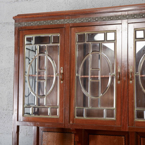 Tweedelig buffetkast met vitrine en vier deuren – Buffetkasten, Marmer, Metaal, Art Nouveau (photo 15 of 16)