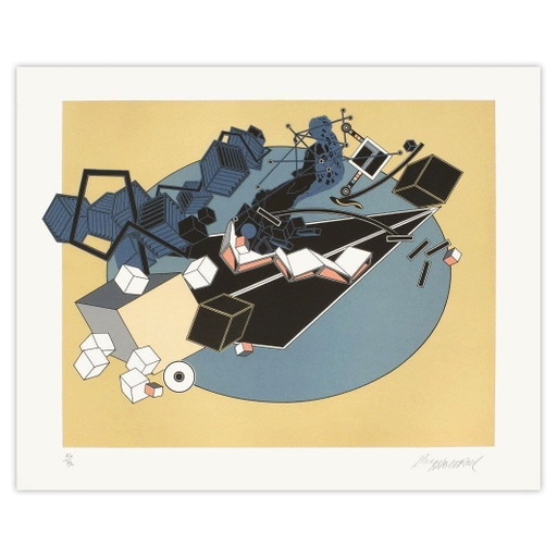 Alain LE YAOUANC signierte Lithographie Le voyage d'Ulysse I 1977 – lithos zeefdrukken, Paper