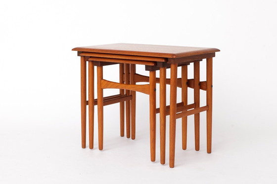 Image 1 of Set of 3 Teak Nesting Tables – 1970s Danish Mid-Century Modern Design, Vintage Side Tables, Scandinavian Teak Furniture