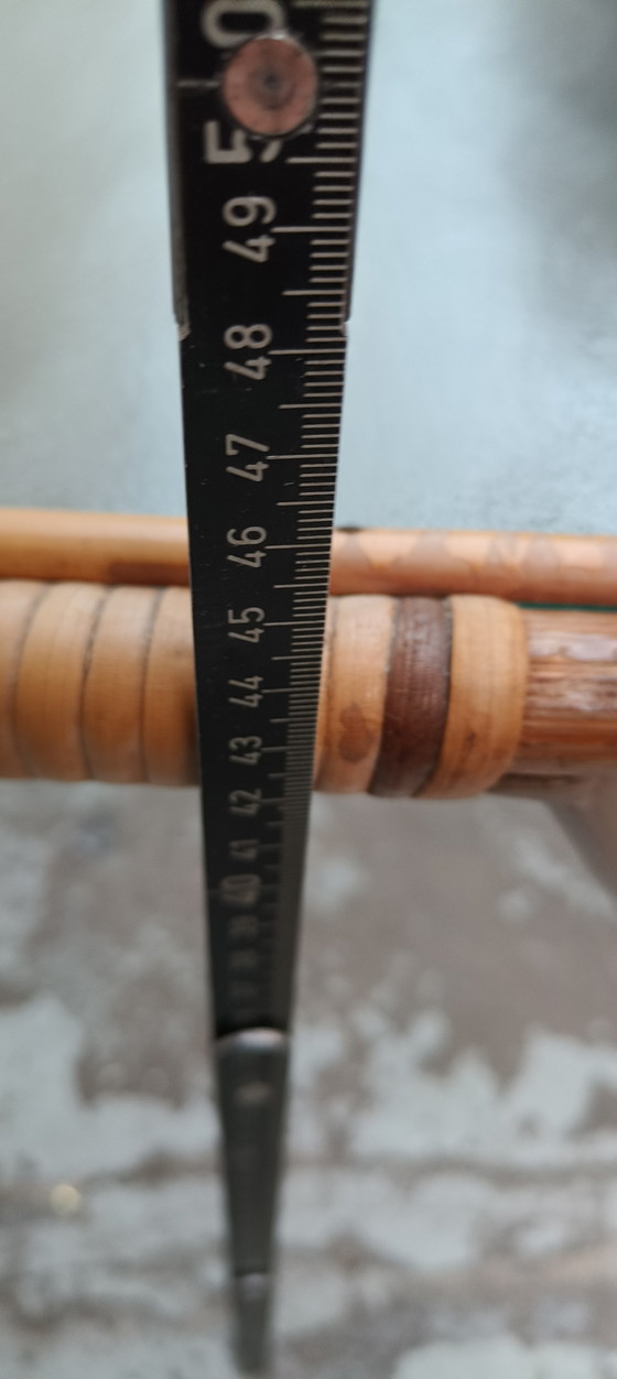 Image 1 of Dirk van Sliedregt table verre métal rotin années 1950 design vintage