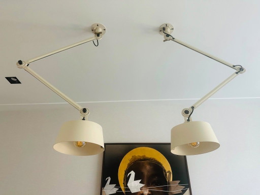 Tonone (two) Bolt ceiling lamps. Double arm. White aluminium.