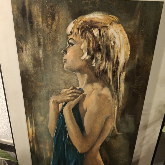 Image 1 of Pannello decorativo vintage anni '70 con ritratto di Raffaello | Arte murale di metà secolo