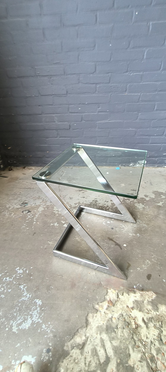 Image 1 of Tavolino postmoderno Gebra in vetro cromato