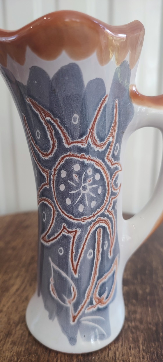 Image 1 of Pitcher by Margot Plançon Le Mont-Dore Double-sided decoration from the 50s