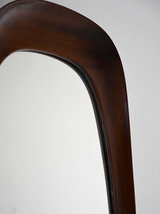Image 1 of Scandinavian vintage mirror with curved mahogany frame