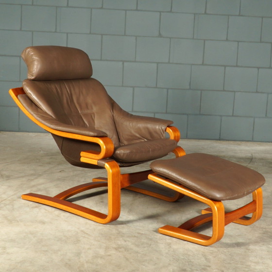 Image 1 of Deense “Apollo” fauteuil met hocker – Svend Skipper – jaren 70