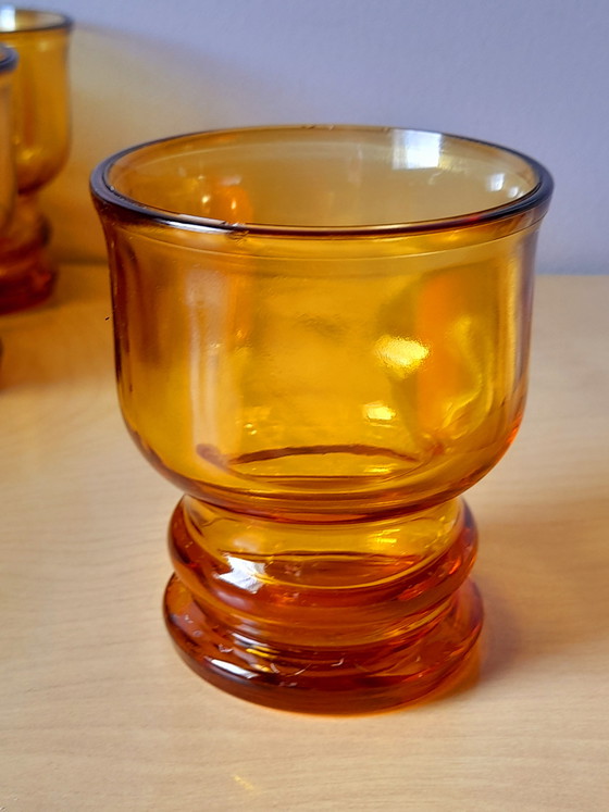 Image 1 of Set aus acht bernsteinfarbenen Gläsern, Pernod 1970