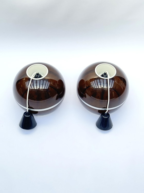 Image 1 of Lampade a sospensione Dijkstra Globe, set di due, design retrò futuristico dell'era spaziale