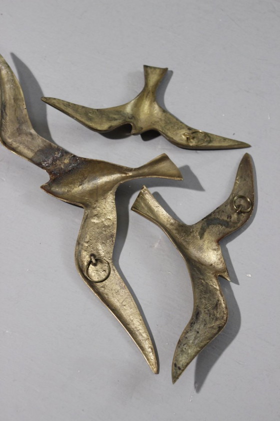 Image 1 of Decorazione da parete sculture d'epoca rondini in ottone design anni '60