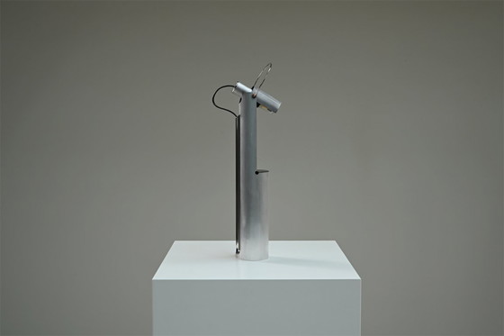 Image 1 of Brushed metal postmodern table lamp, 1980s Italy.