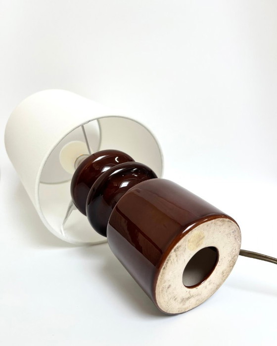 Image 1 of Vintage bruine keramische tafellamp – Frankrijk, jaren 70