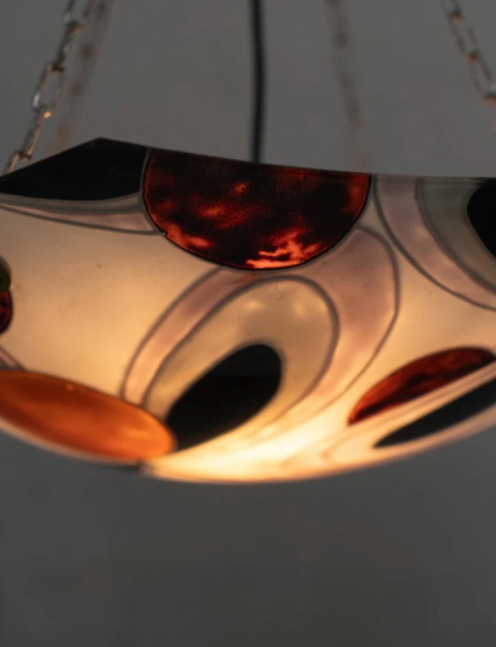 Image 1 of Lampe suspendue en verre d'art aux tons chauds